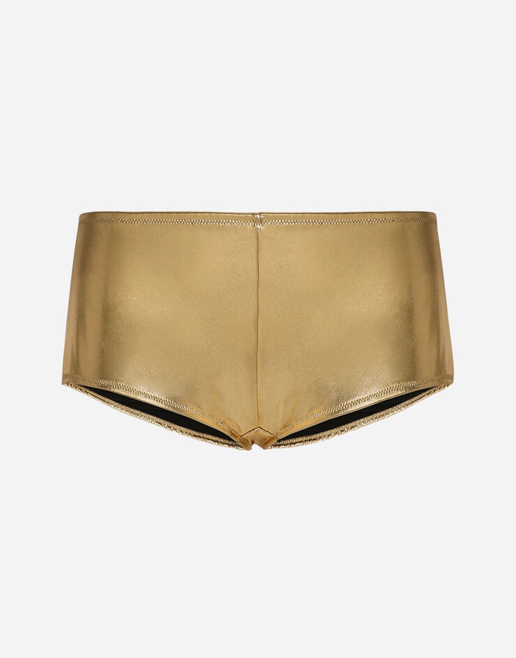 Dolce & Gabbana Culotte de talle bajo de punto revestido Dorado O2E28TFUGRA