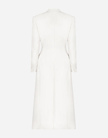 Dolce&Gabbana Long double-breasted wool cady coat White F0W0ITHUMTB