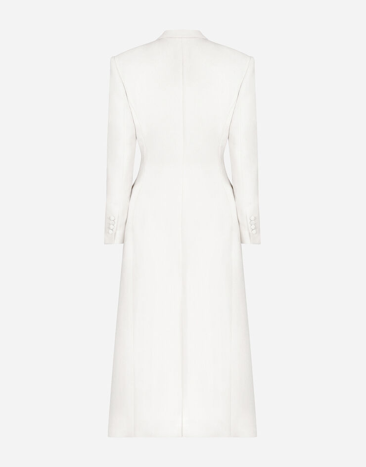Dolce&Gabbana Long double-breasted wool cady coat Bianco F0W0ITHUMTB