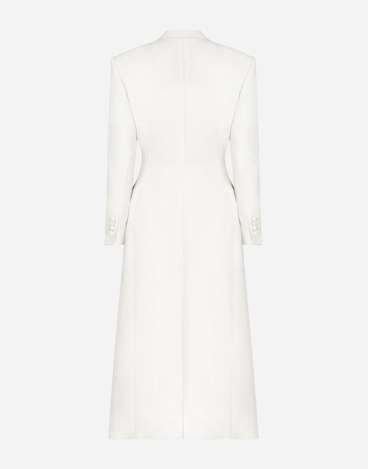 Dolce&Gabbana Long double-breasted wool cady coat Weiss F0W0ITHUMTB