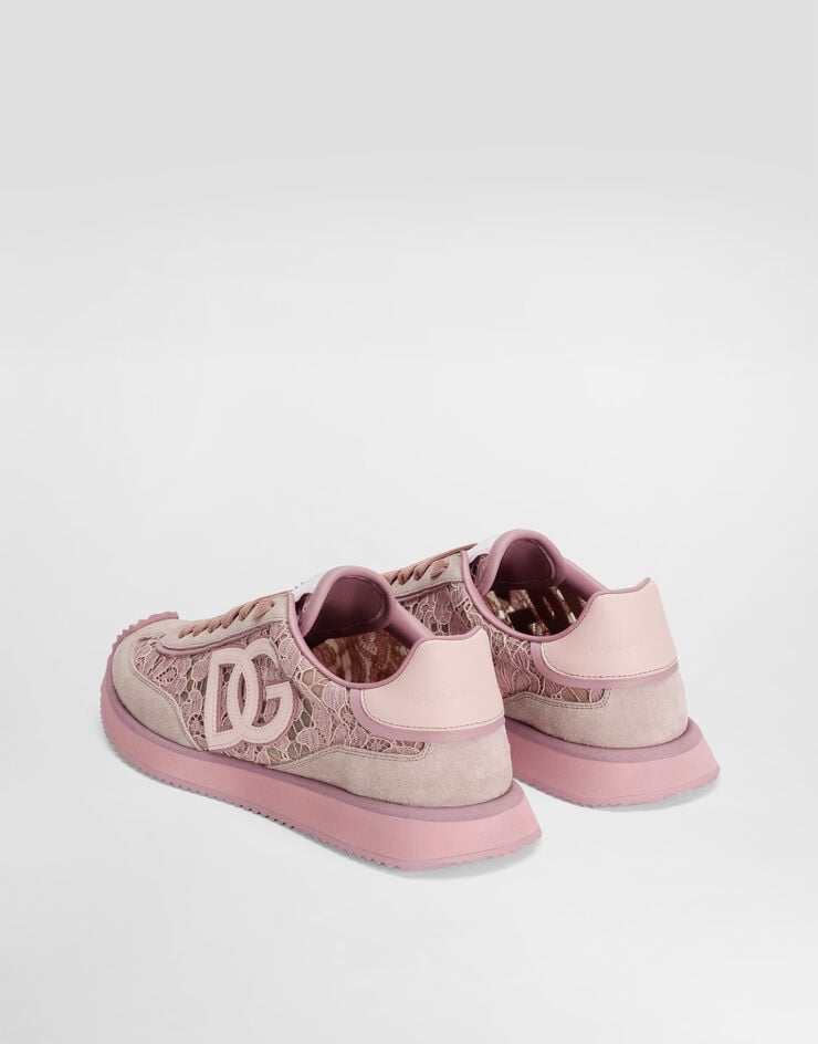 Dolce & Gabbana DG Cushion sneakers in lace and calfskin Multicolor CK2340A9AC2