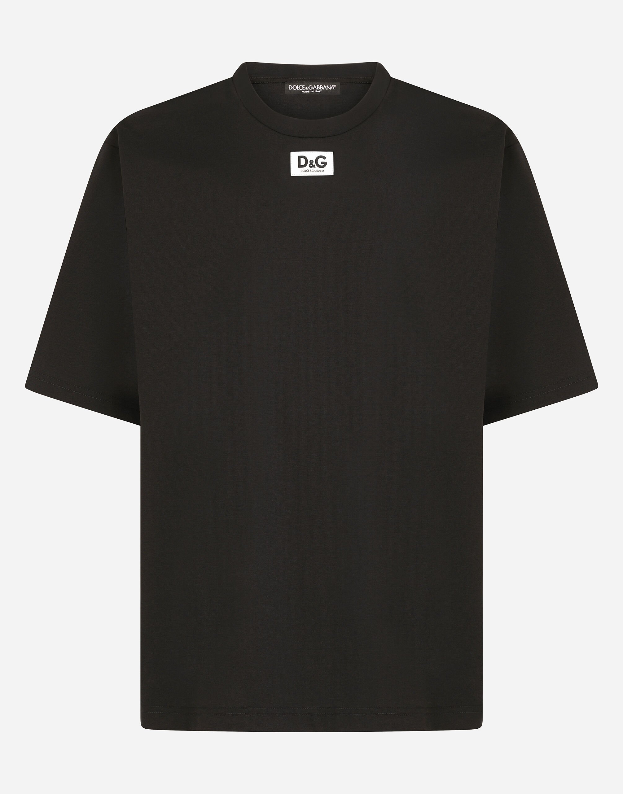 Dolce&Gabbana Cotton T-shirt with DG patch Black G8RF1TFLSIM