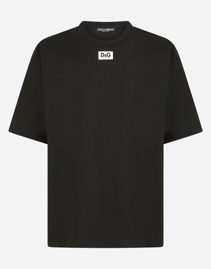 Dolce & Gabbana Cotton T-shirt with DG patch Black G8NE8TFUGK4