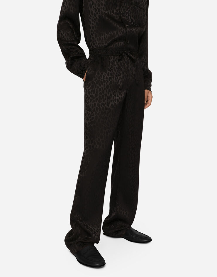 Dolce & Gabbana Ocelot-design silk jacquard jogging pants Black GVRMATFJIAE