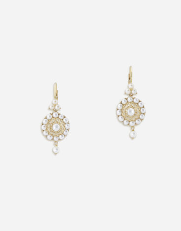 Dolce & Gabbana أقراط رومانسية من الذهب الأصفر مع اللؤلؤ ذهبي WEFS3GWPEA1