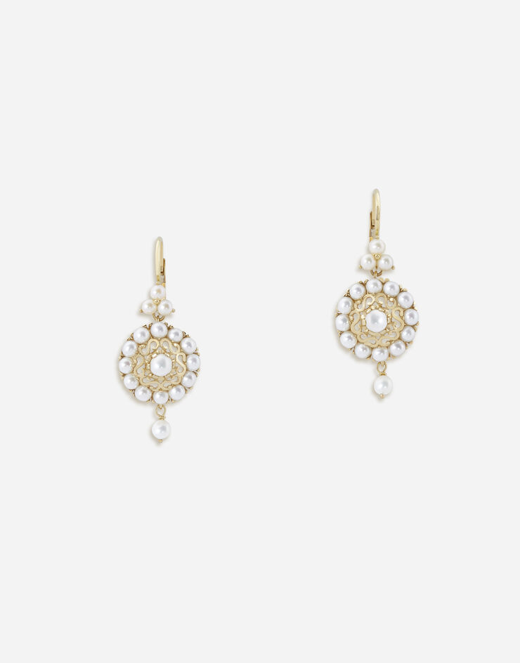 Dolce & Gabbana Romance earrings in yellow gold with pearls Gold WEFS3GWPEA1