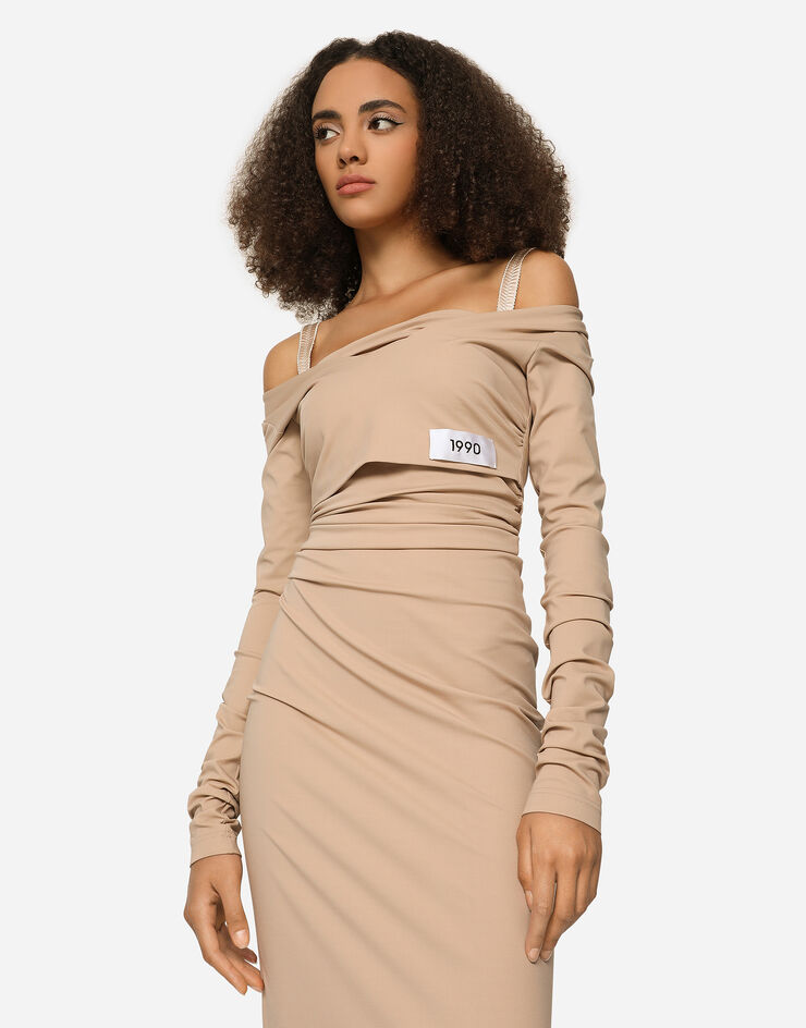 Dolce & Gabbana KIM DOLCE&GABBANA Jersey Milano rib calf-length dress Beige F6BIATFUGPO