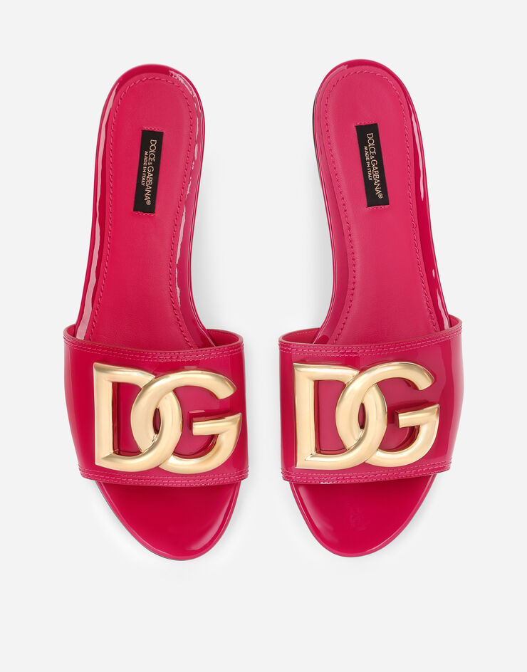 Dolce & Gabbana Patent leather slides with DG logo Fuchsia CQ0454A1471