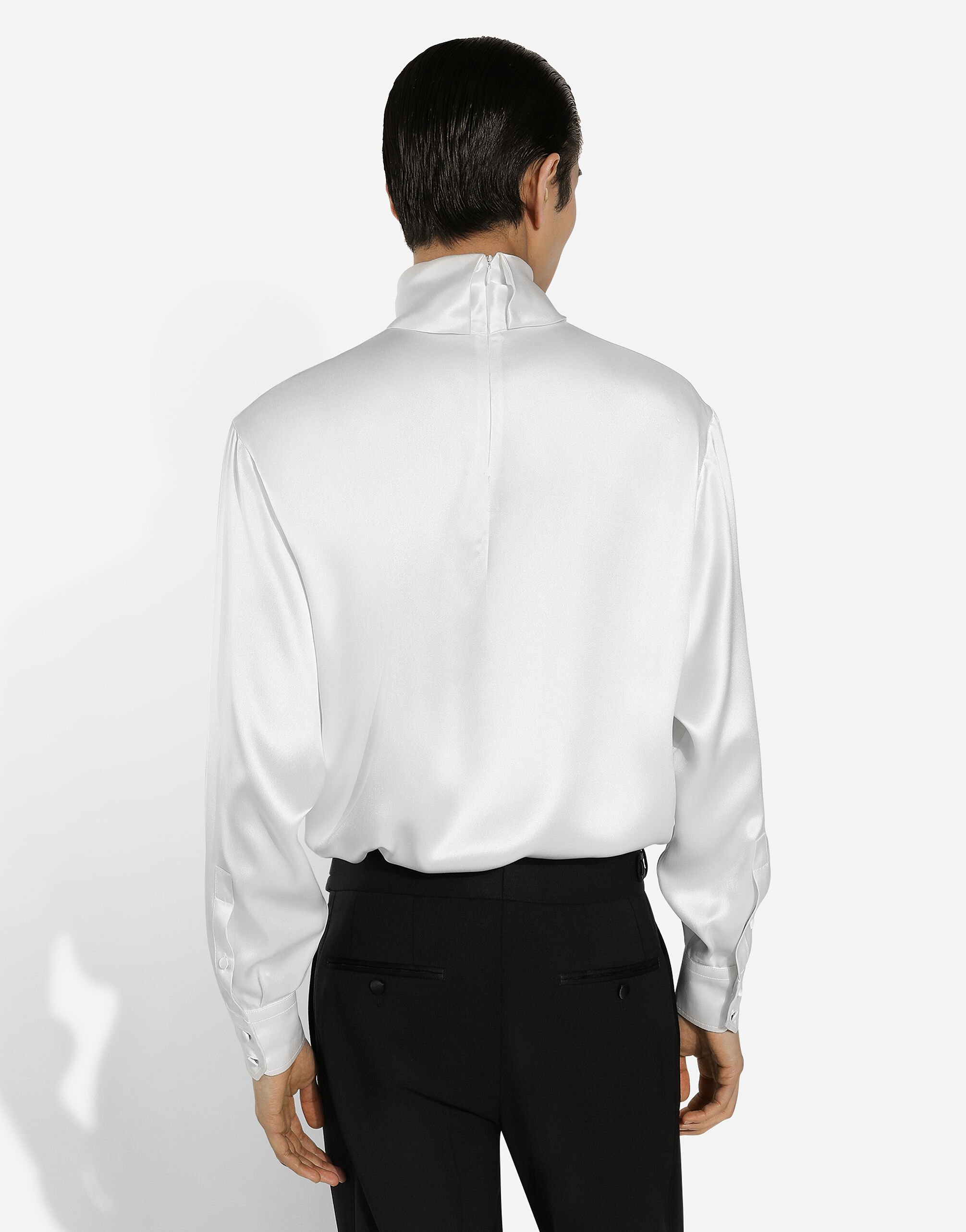 Loose silk turtleneck with shirt cuffs in White for Men Dolce Gabbana US