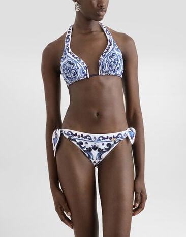 Dolce & Gabbana Majolica-print triangle bikini Print I8ANNWONO19