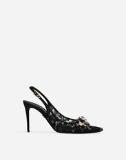 Dolce & Gabbana Rainbow lace slingbacks in lurex lace Black CG0680A1037