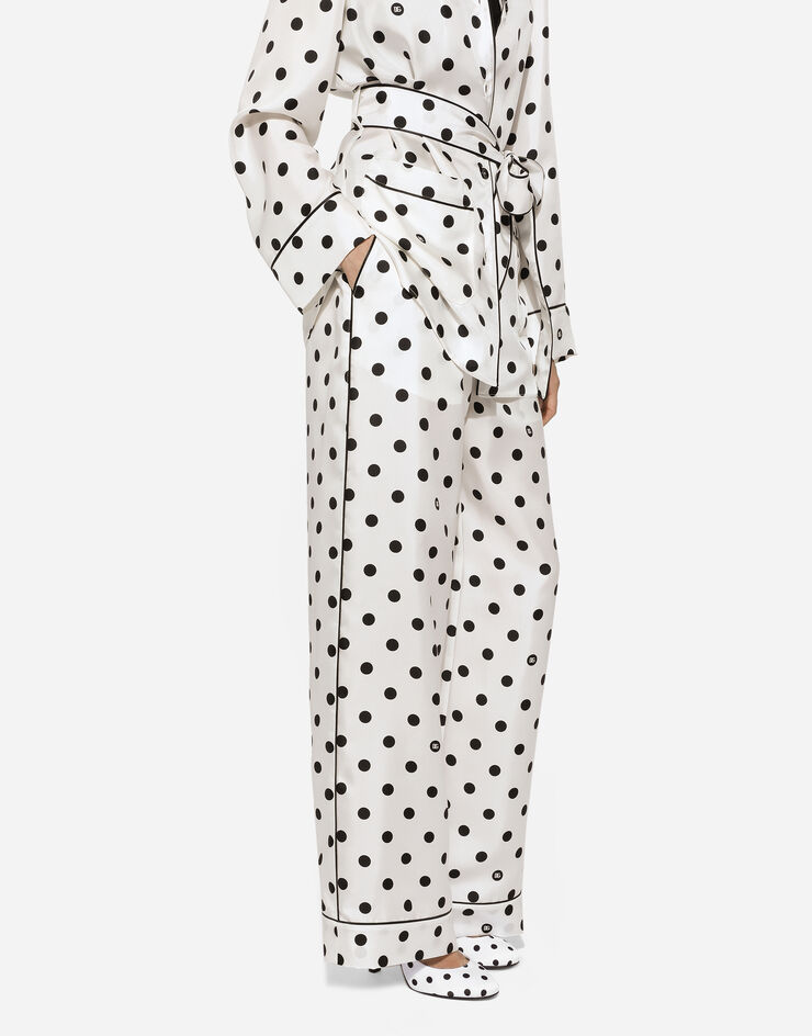 Dolce & Gabbana سروال بيجامة حرير بطبعة منقطة مطبعة FTAMPTIS1VI