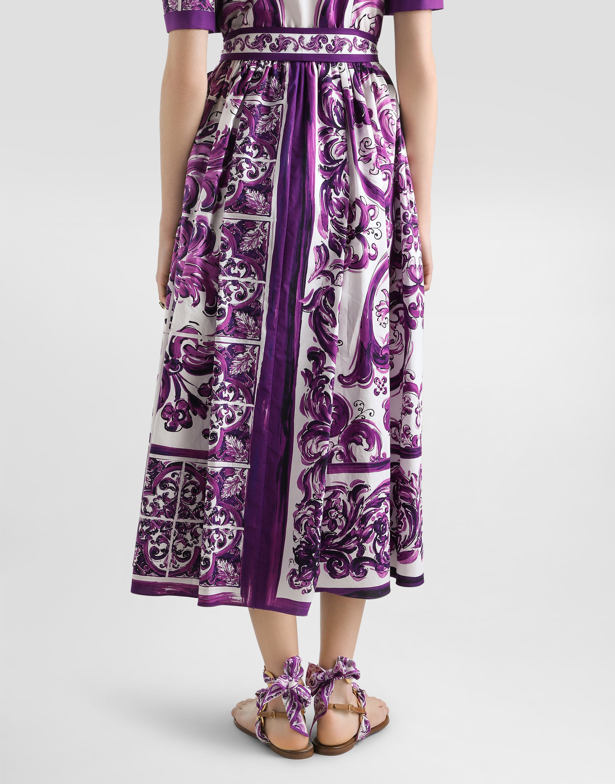 人気ブランドランキング Majolica-print poplin shirt dress in Multicolor for Women ミュージック