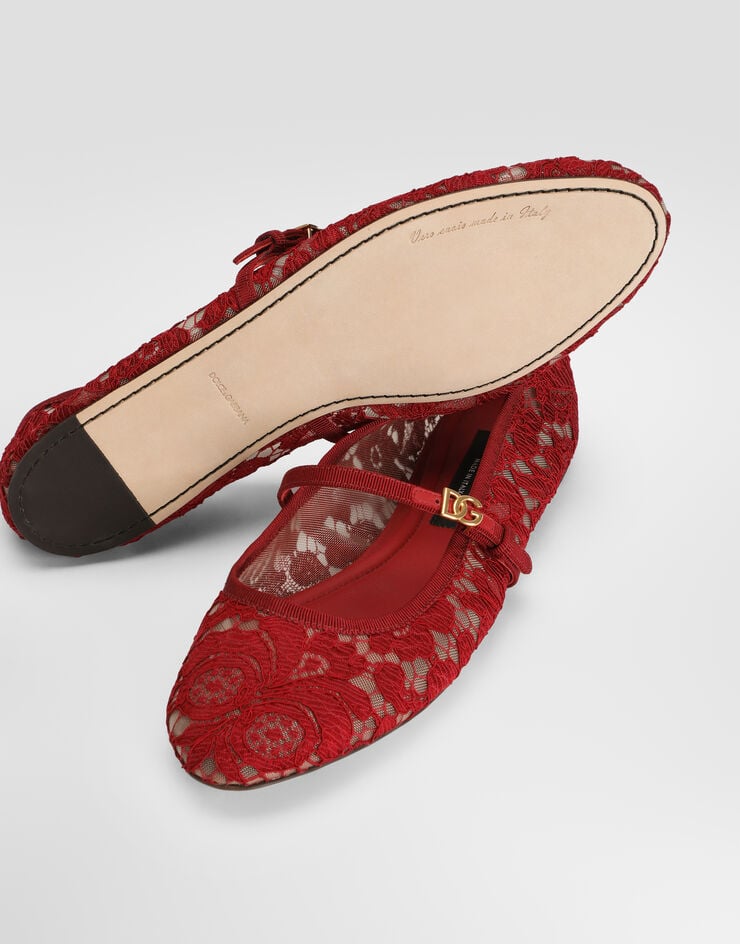 Dolce & Gabbana حذاء باليرينا من الدانتيل Multicolor CB0244A0611