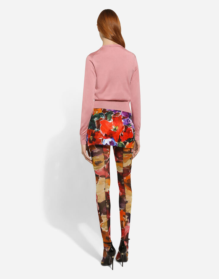 Dolce & Gabbana Silk cardigan with flower appliqué 핑크 FXV07ZJBSHX