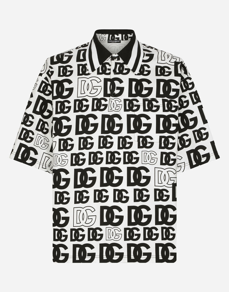 Dolce & Gabbana Cotton piqué polo-shirt with all-over DG logo print Multicolor G8OL1THS7IT