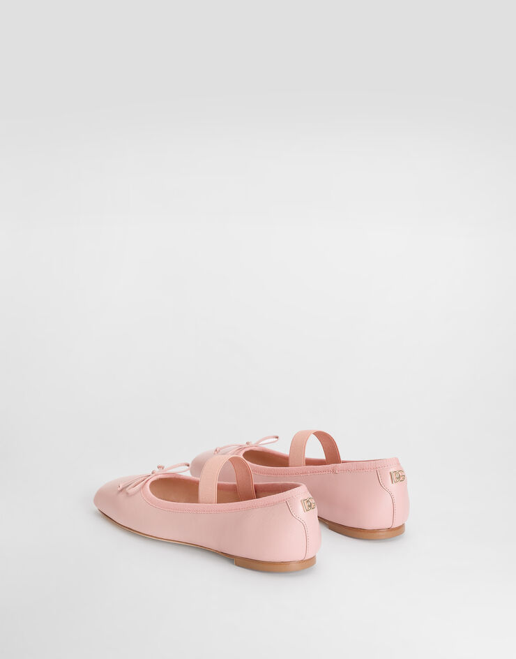 Dolce & Gabbana Bailarinas en napa con detalle de gros grain Pink D11395AX626