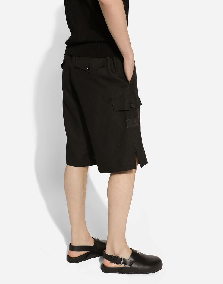 Dolce & Gabbana Cargo-Bermudas aus Leinen Schwarz GV5TATGI437