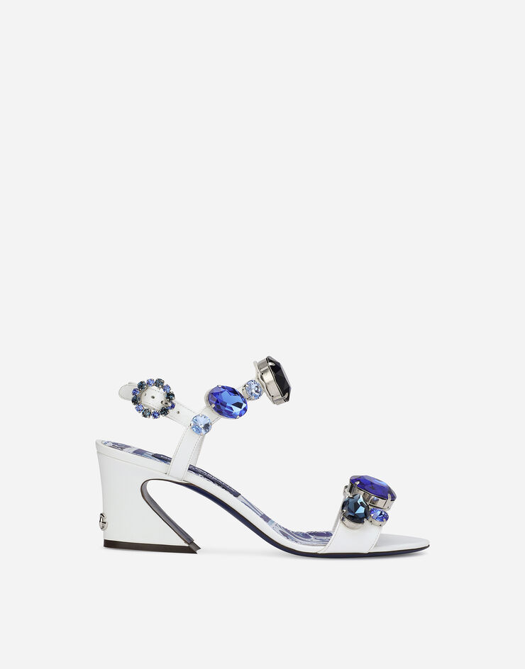Dolce & Gabbana Patent leather sandals with embellishment White CR1355AB871