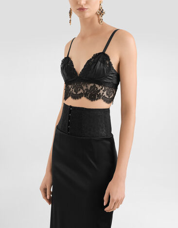 Dolce & Gabbana Satin and lace bralette top Black O1C26TON07Q