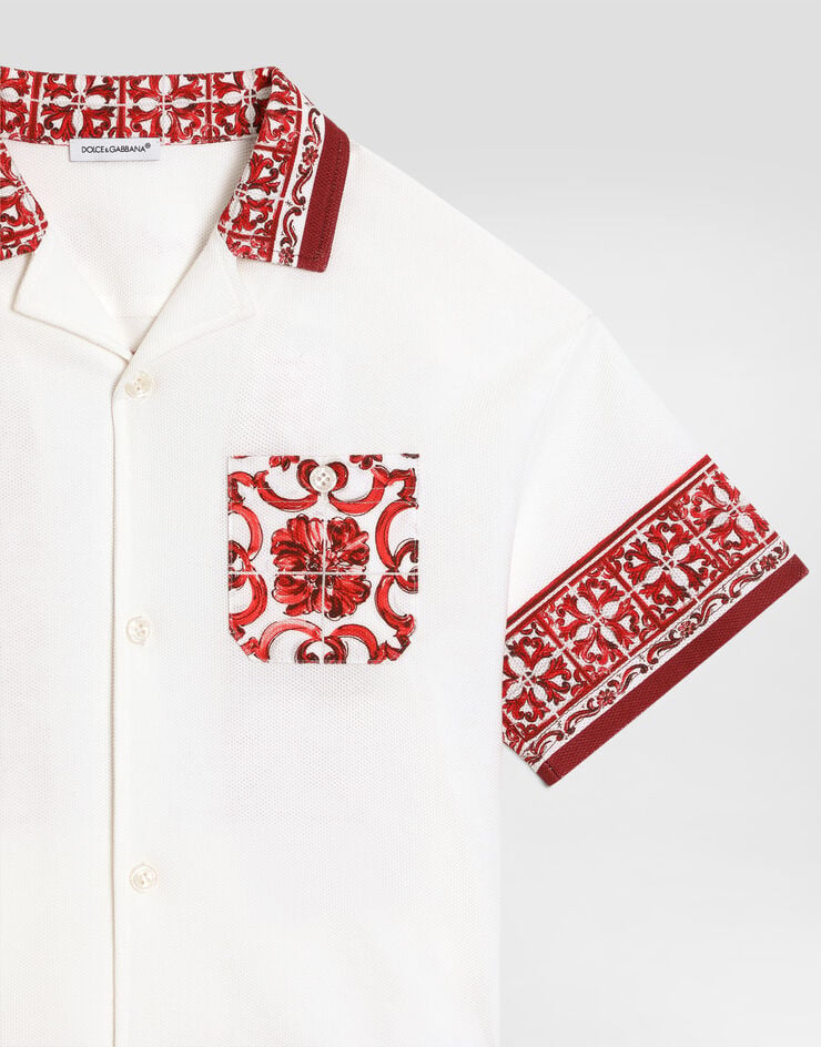 Dolce & Gabbana Majolica-print double piqué shirt Dolce & Gabbana Majolica-print double piqué shirt Multicolor L4JS52II7KW