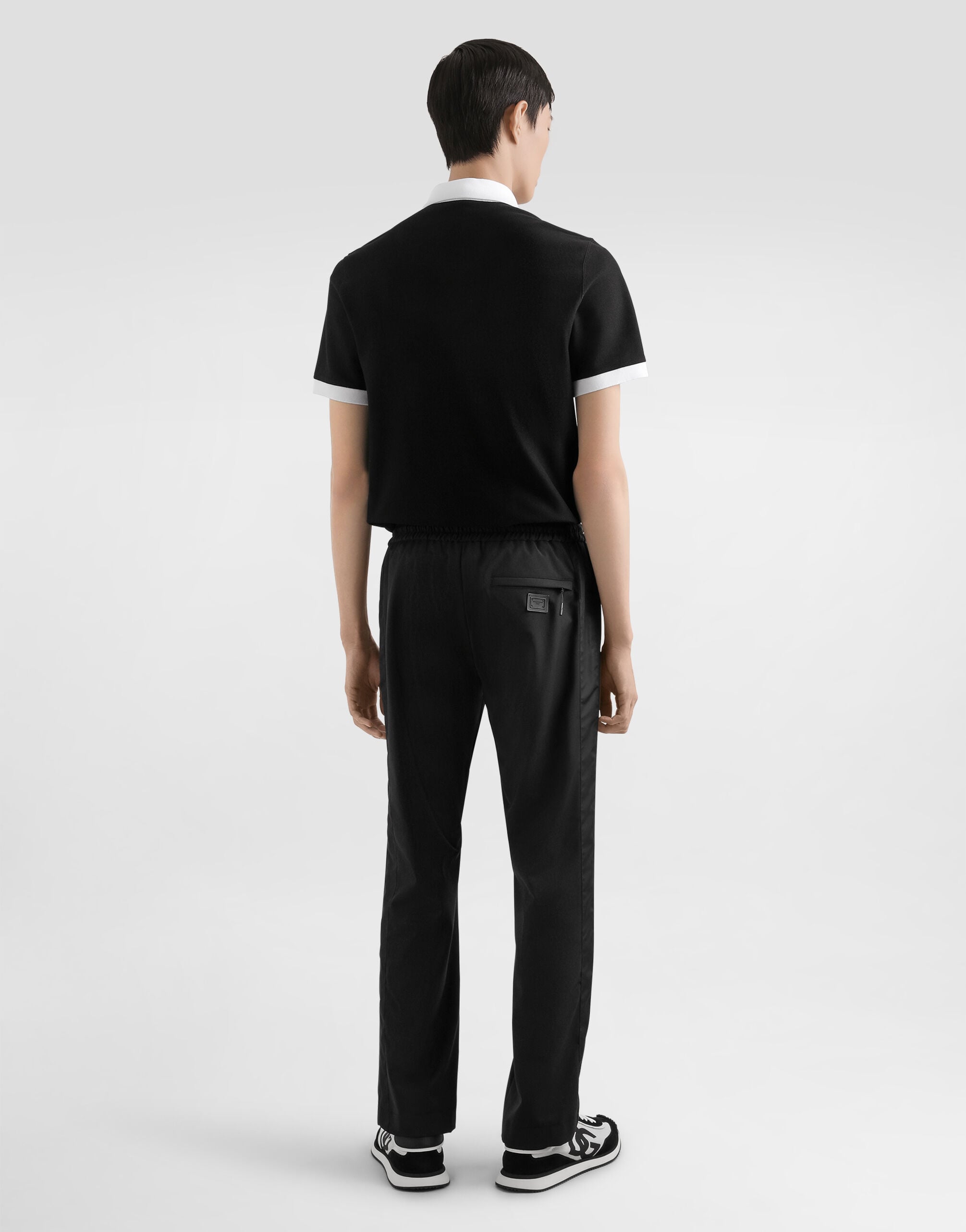 Blackのメンズ Structured wool canvas trousers | Dolce&Gabbana®