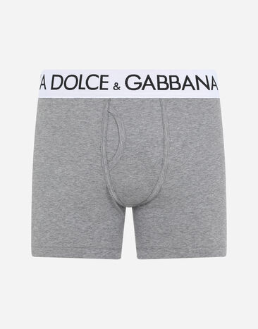 Dolce & Gabbana Bóxer largo en punto de algodón bielástico Gris M4B98JONN97