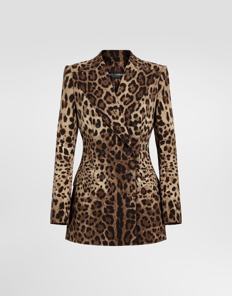 Turlington leo-print wool double-breasted jacket