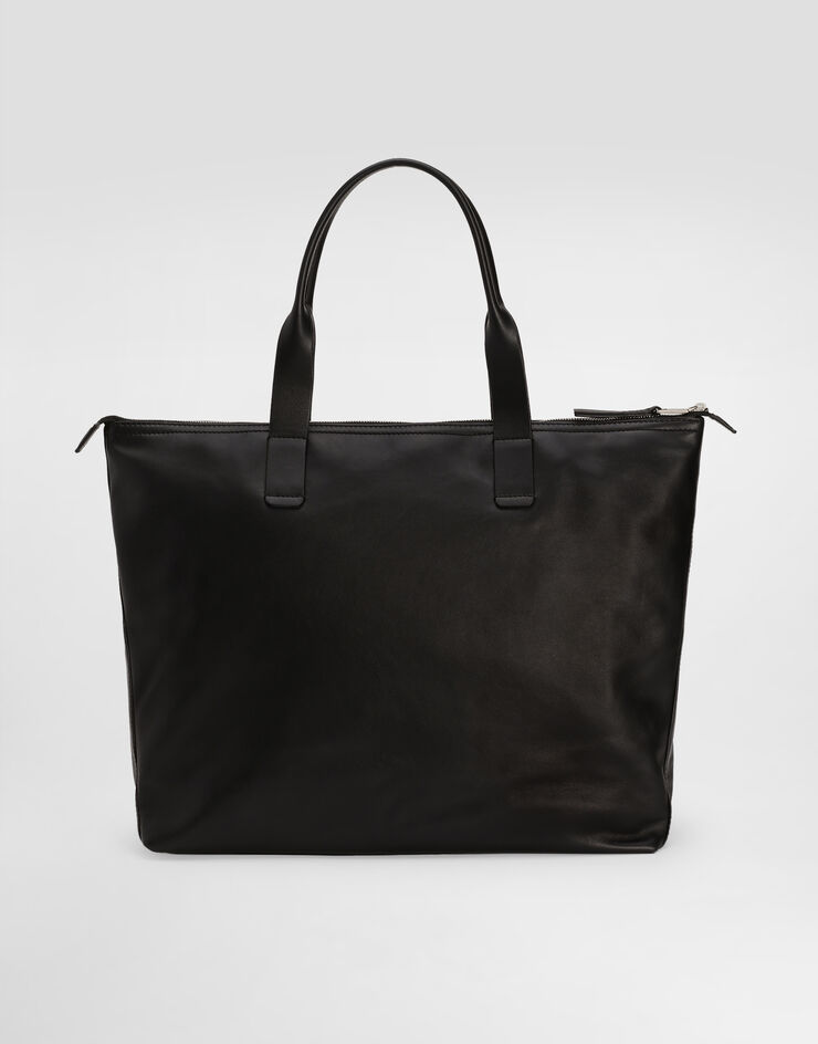 Dolce & Gabbana حقيبة تسوق متوسطة من جلد عجل أسود BM2375A6E48