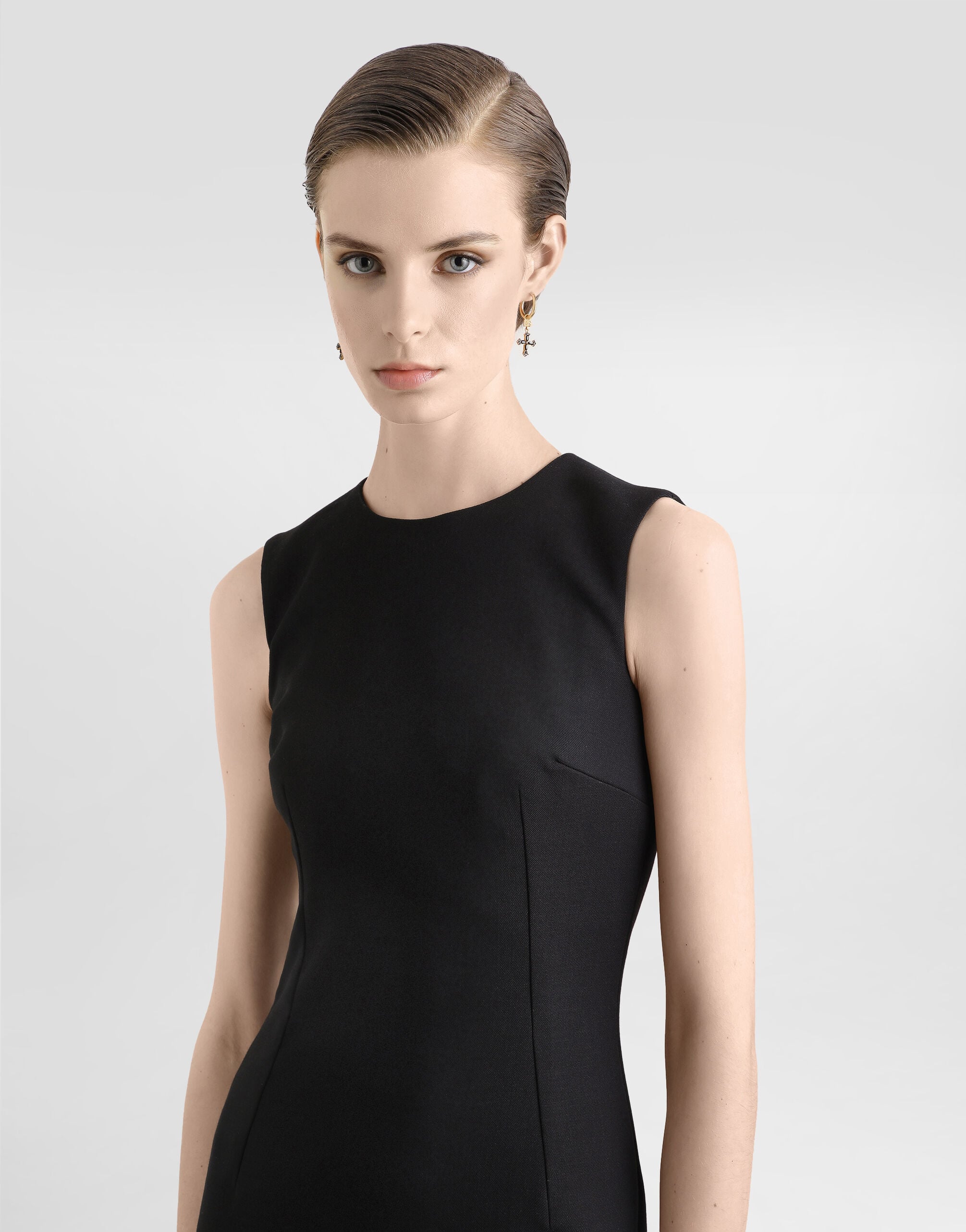 Wool calf-length sheath dress - thumbnail 4
