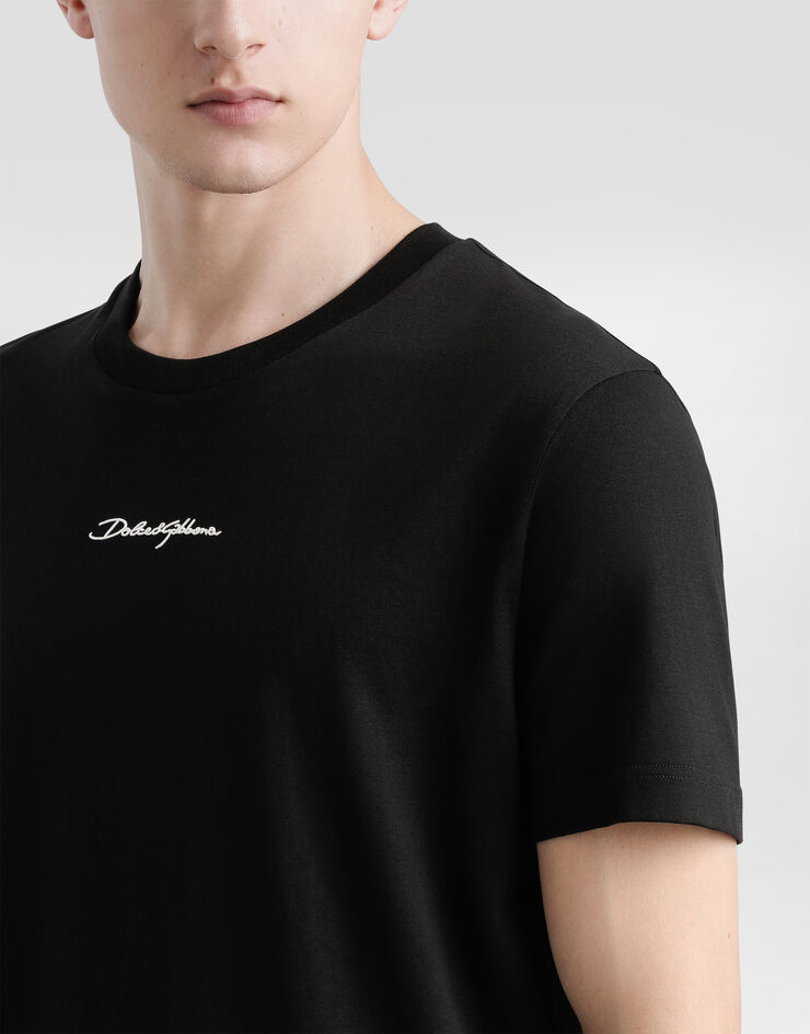 Dolce & Gabbana Cotton T-shirt with logo Black G8RN8ZG7P0C