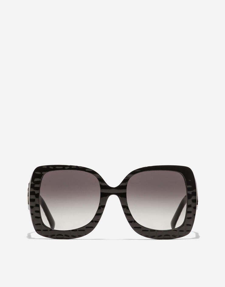 Dolce & Gabbana DG Crossed Sunglasses Black texture cocco VG4513VP88G