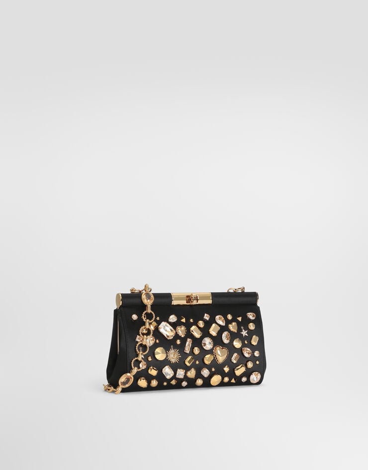 Dolce & Gabbana Marlene shoulder and crossbody satin bag with embroidery Dolce & Gabbana Marlene shoulder and crossbody satin bag with embroidery Black BB7620AY463