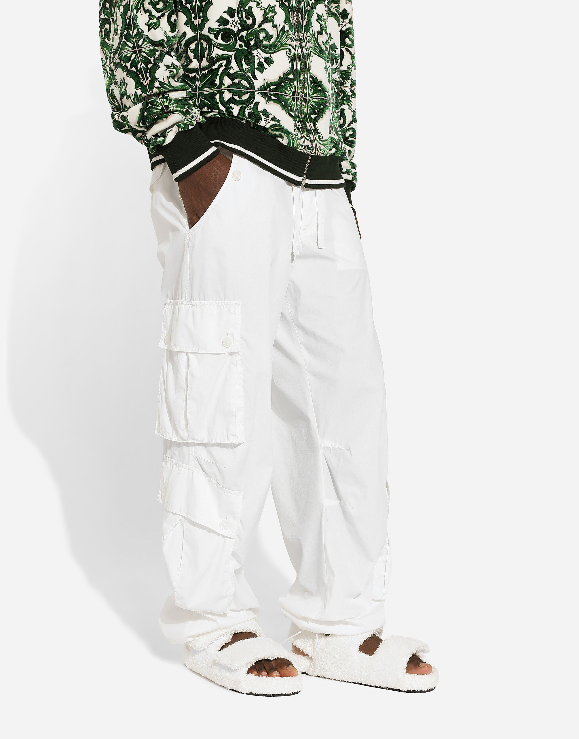 Pantalon cargo de popelina en Blanco de Hombre Dolce Gabbana