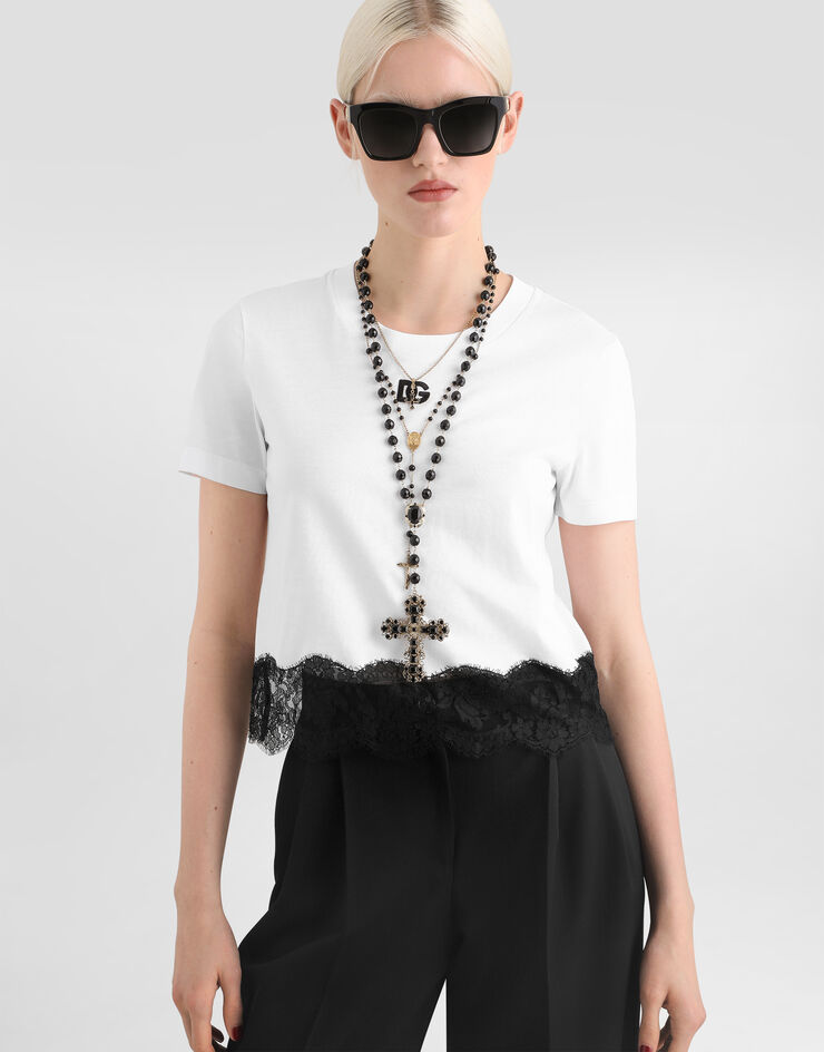 Dolce & Gabbana Jersey t-shirt with lace Dolce & Gabbana Jersey t-shirt with lace White F8W71ZFU7EQ