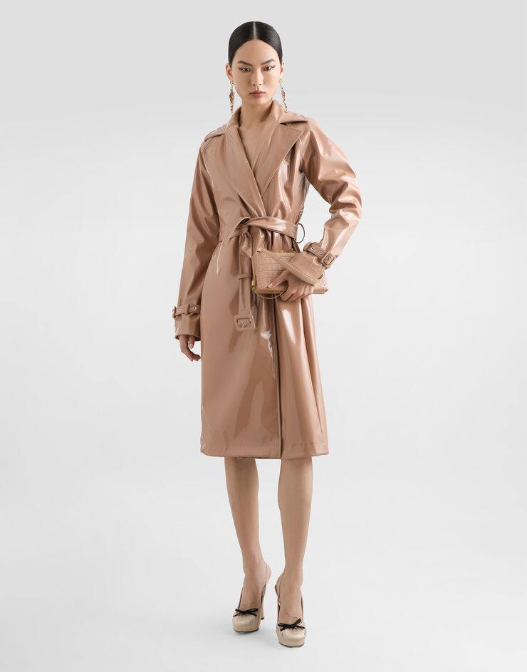 Dolce & Gabbana Trench en similicuir enduit Rose Pâle F0W3WTFUSW7