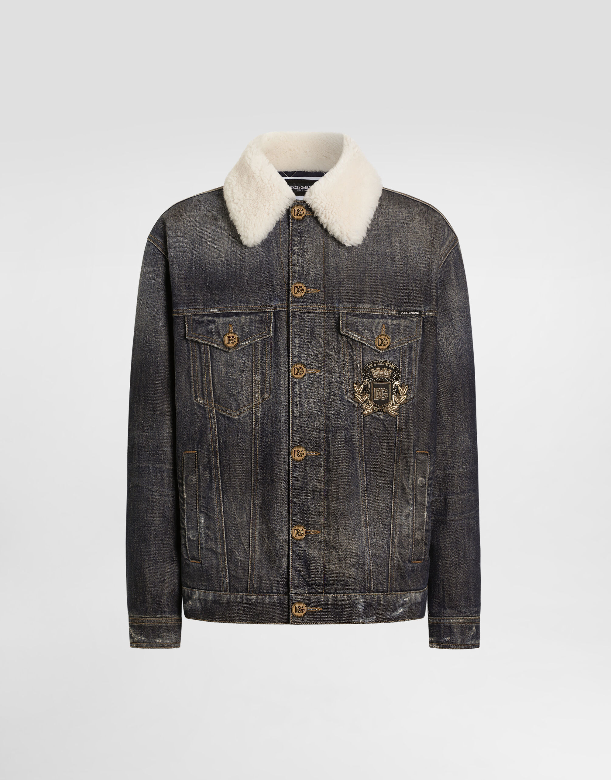 マルチカラーのメンズ ロゴ パッチ デニム ジャケット | Dolce&Gabbana®