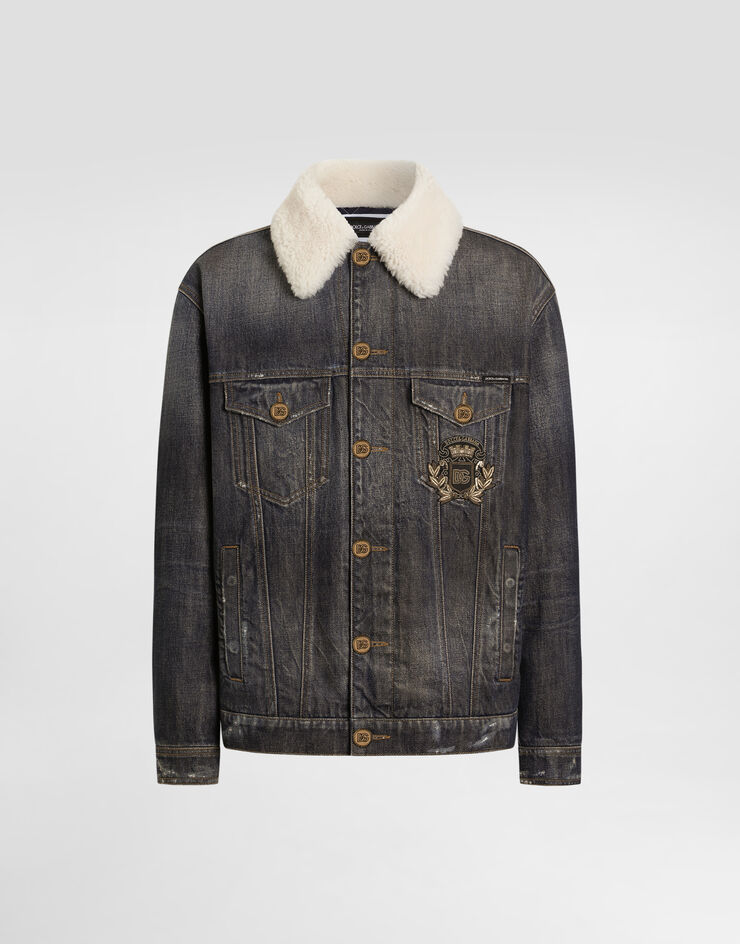 Dolce & Gabbana Denim jacket with logo patch Multicolor G9CICZG8PO3