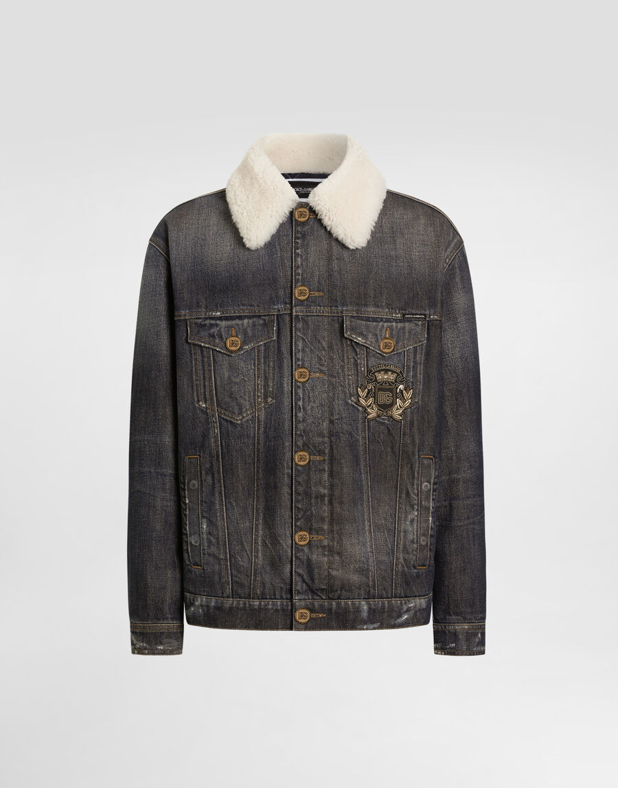 Denim jacket with logo patch