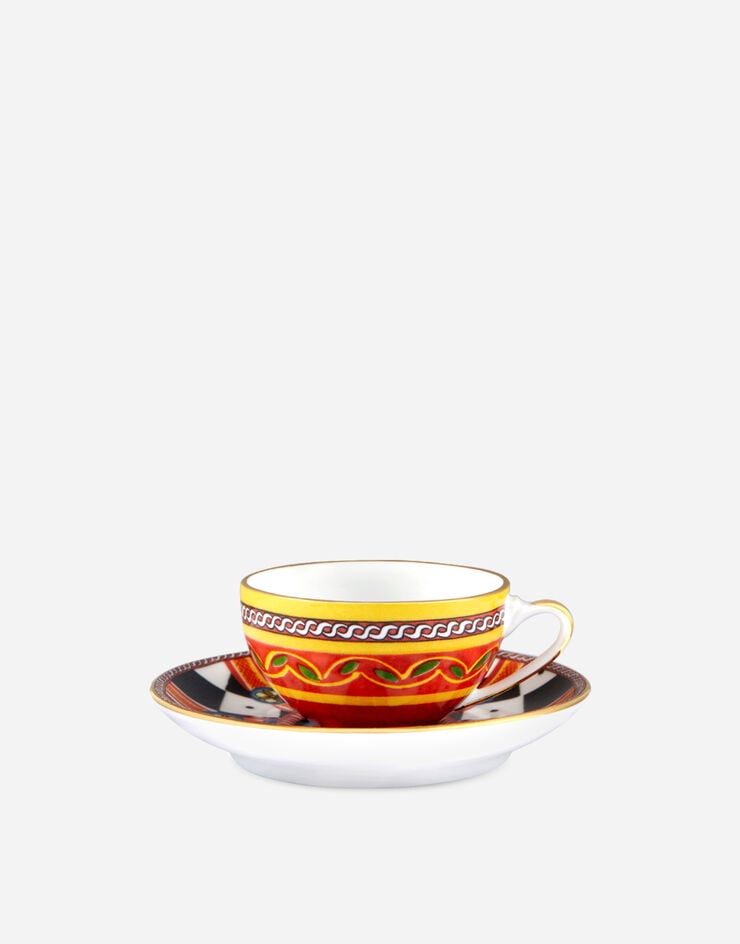 Dolce & Gabbana Tazza Caffè con Piattino in Porcellana Multicolore TC0100TCA13