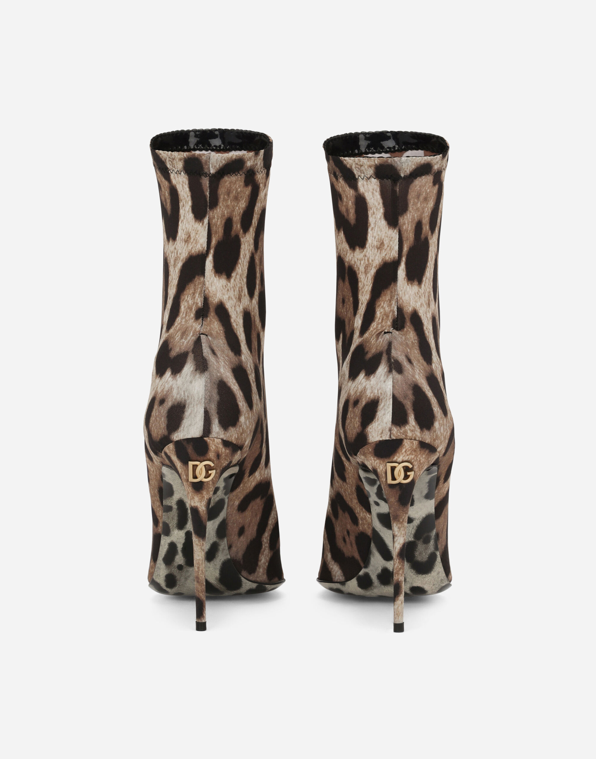 KIM DOLCE&GABBANA Leopard-print stretch fabric ankle boots in