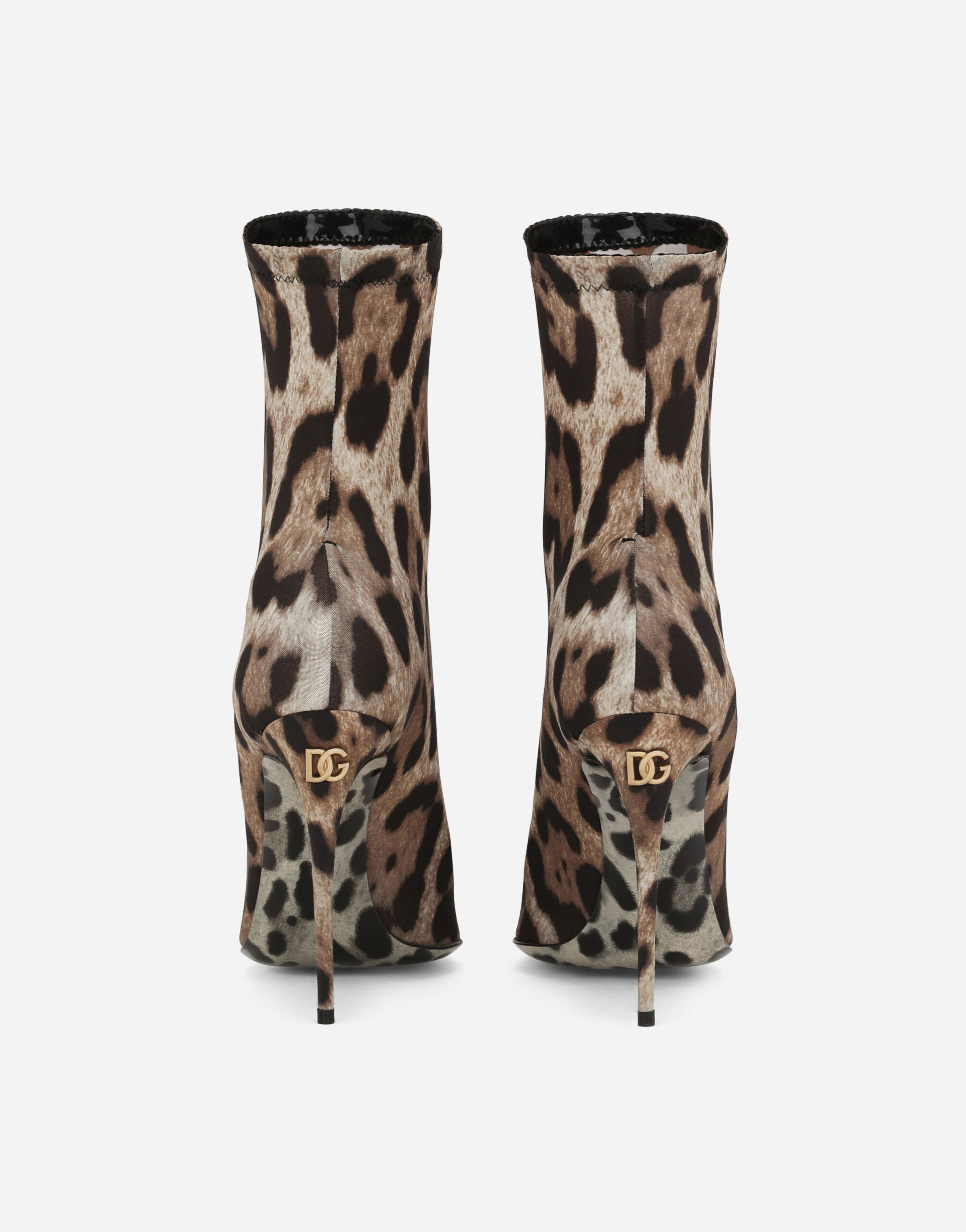 Leopard print stretch fabric ankle boots in Animal Print for Women Dolce Gabbana US