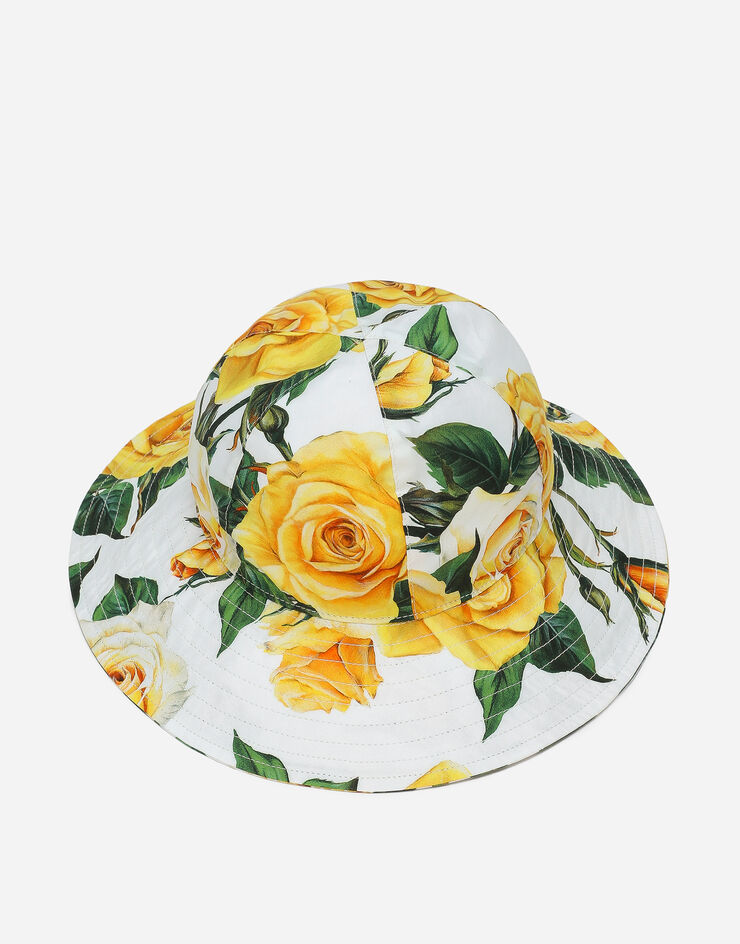 Dolce & Gabbana Gorro de popelina con estampado de rosas amarillas Estampado LB4H48HS5QR
