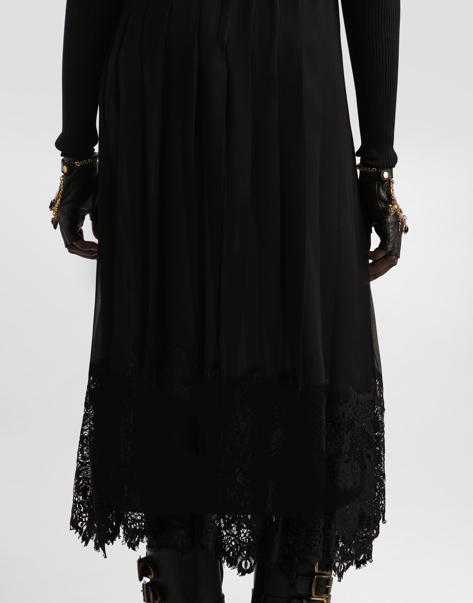 Blackのウィメンズ シフォン プリーツ スカート | Dolce&Gabbana®