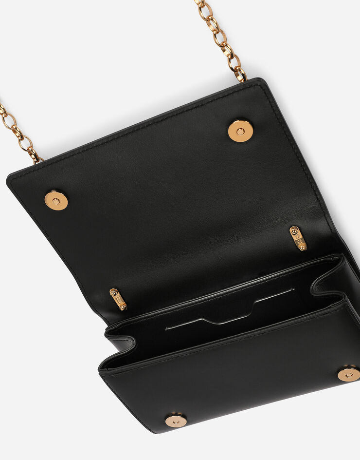 Dolce & Gabbana حقيبة الهاتف DG للبنات من جلد عجل أسود BI1416AW070