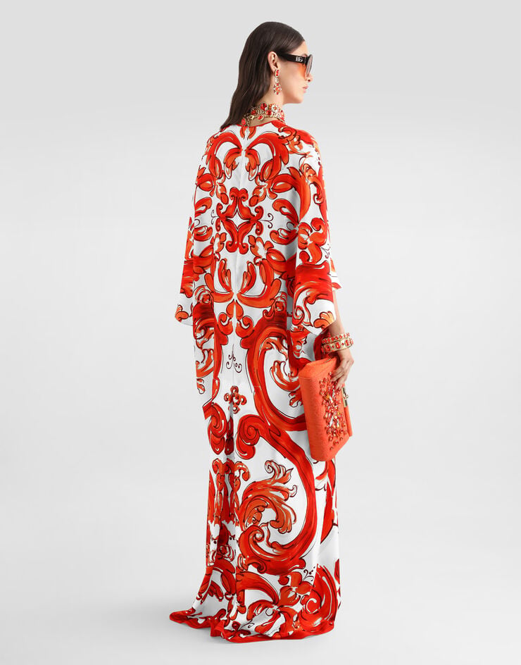Dolce & Gabbana Long tunic dress in majolica-print twill Dolce & Gabbana Long tunic dress in majolica-print twill Multicolor F615FTGDDRE