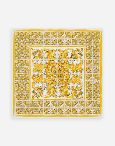 Dolce & Gabbana Cotton foulard with majolica print (70x70) Yellow BB6003AW050