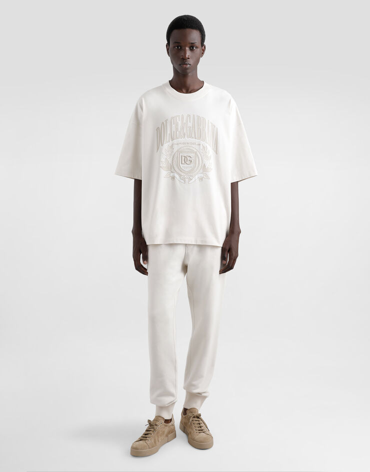 Dolce & Gabbana Camiseta de algodón con logotipo Nata G8SH6ZG7O2H