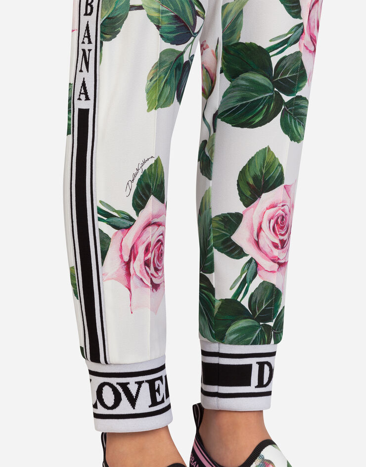 Dolce & Gabbana CADY FABRIC TROPICAL ROSE PRINT JOGGING PANTS BLUMENPRINT FTA1DTFSRMB