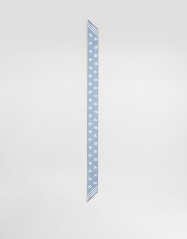 Dolce & Gabbana Twill headscarf with all-over DG logo print (6x100) Light Blue FS215AGDB7Y